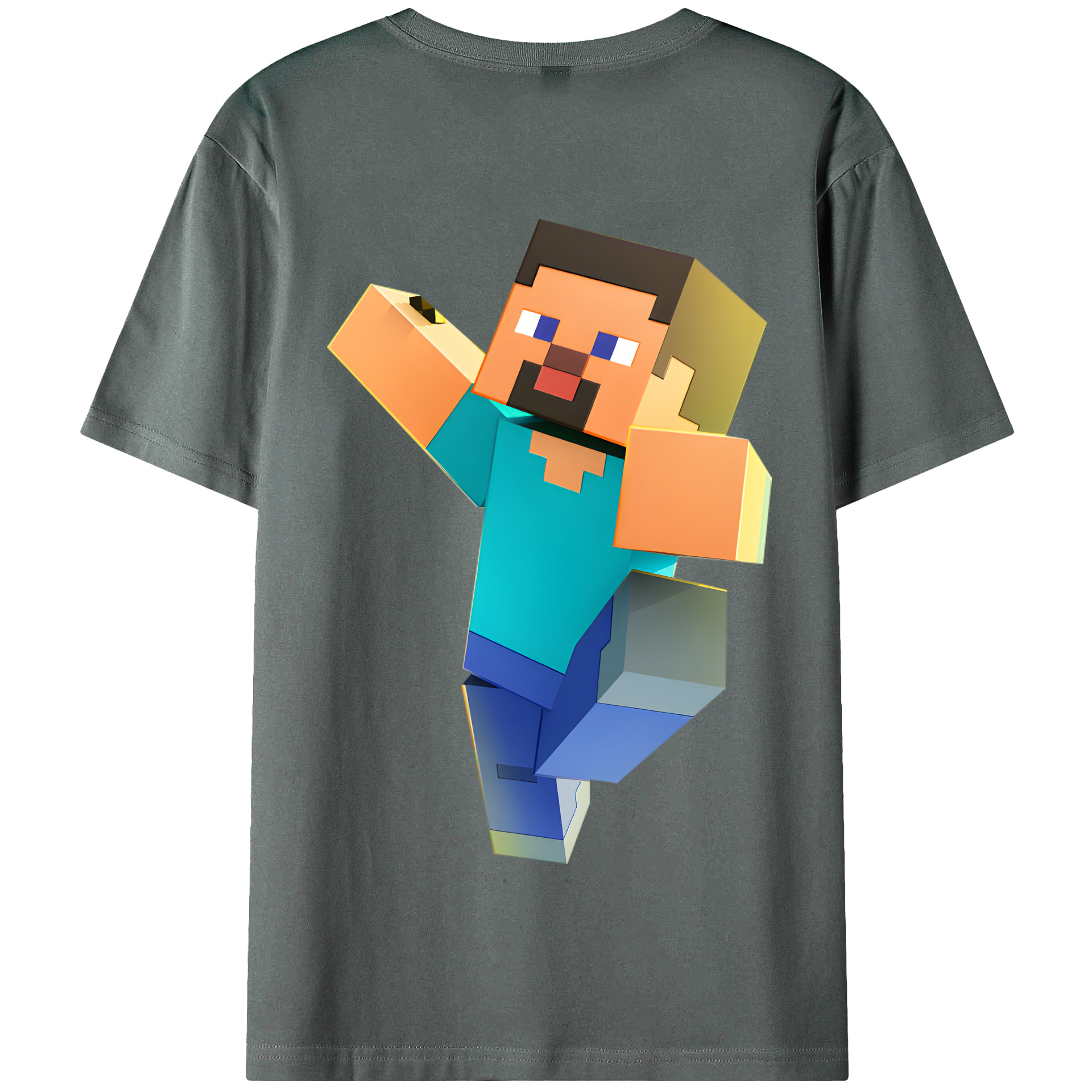 （画像用） マインクラフト ブロックの世界 Minecraft MC Block world 綿100％半袖Tシャツ（背面プリント）